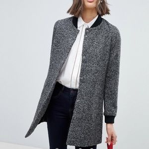 Vero Moda Longline Wool Coat With Rib Trims